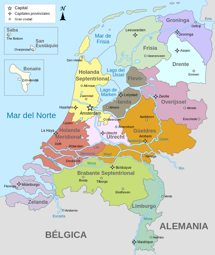 Mapa de los Países Bajos