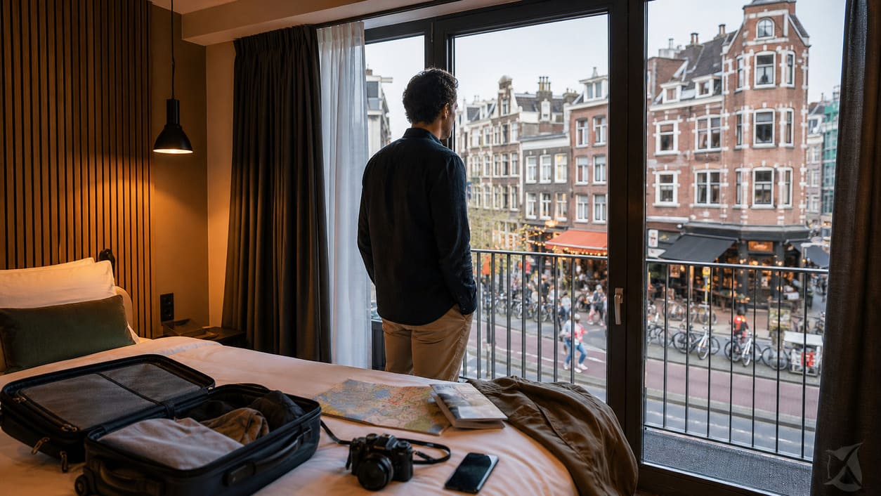 Vistas desde la habitación del hotel en Ámsterdam